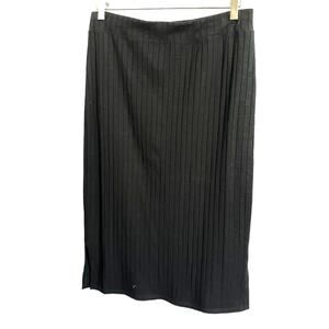 Eileen Fisher Tencel Stretch Rib Pencil Skirt Black Pull On Office Casual Size L
